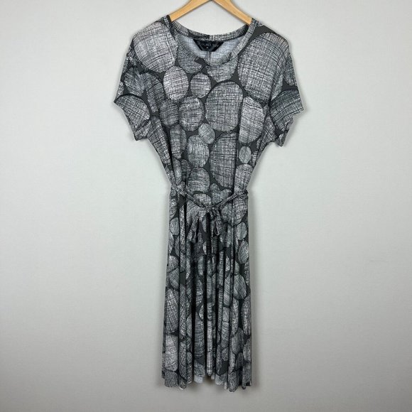 Norma Kamali KAMALIKULTURE Dress XL Gray Jersey Fit & Flare A-Line Belted Jersey - Picture 1 of 13